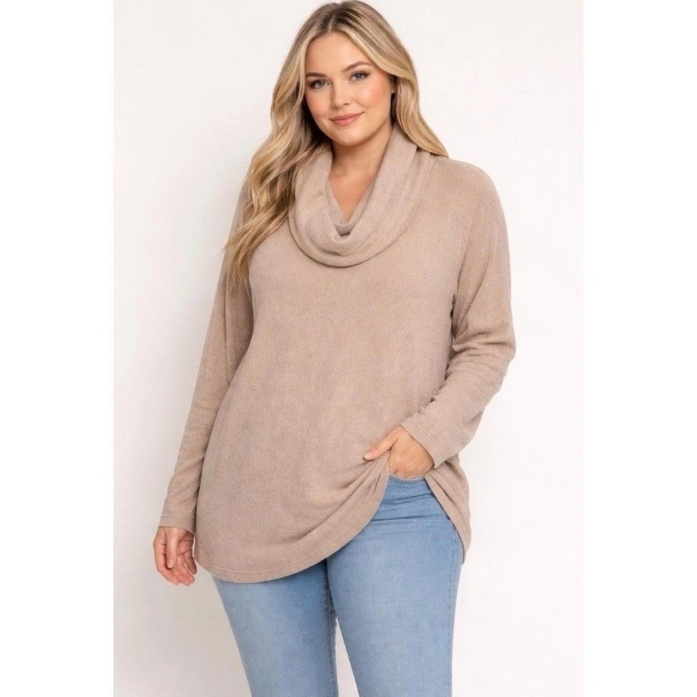 Barefoot Dreams Cozychic Ultra Light Coastal Cowl Neck Tunic Top Sweater Size 2X